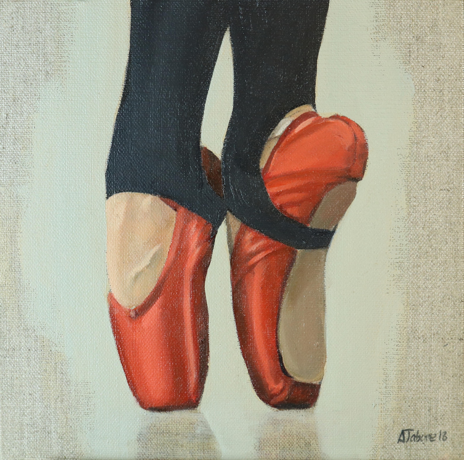 red ballet shoes, ballet painting, ballerina, dance, framed and ready to hang, wall decor, ballet shoes by gb artist alex jabore