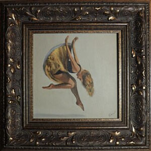 Leaping High, Ballarina Painting, Ballet Dancer Framed and Ready to Hang (2017)