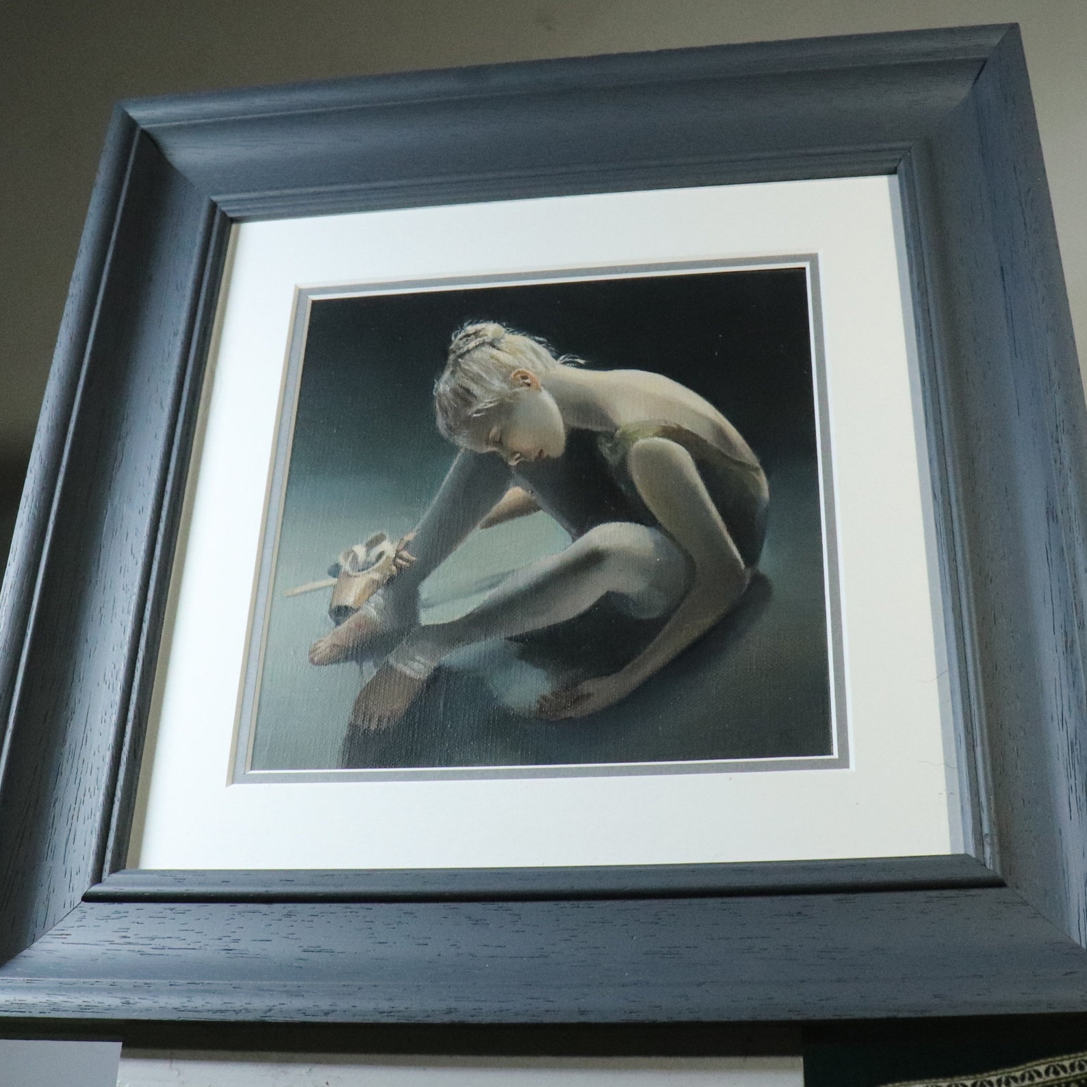 days end, exhausted ballerina, young dancer painting. ballet artwork, not print, original art by alex jabore