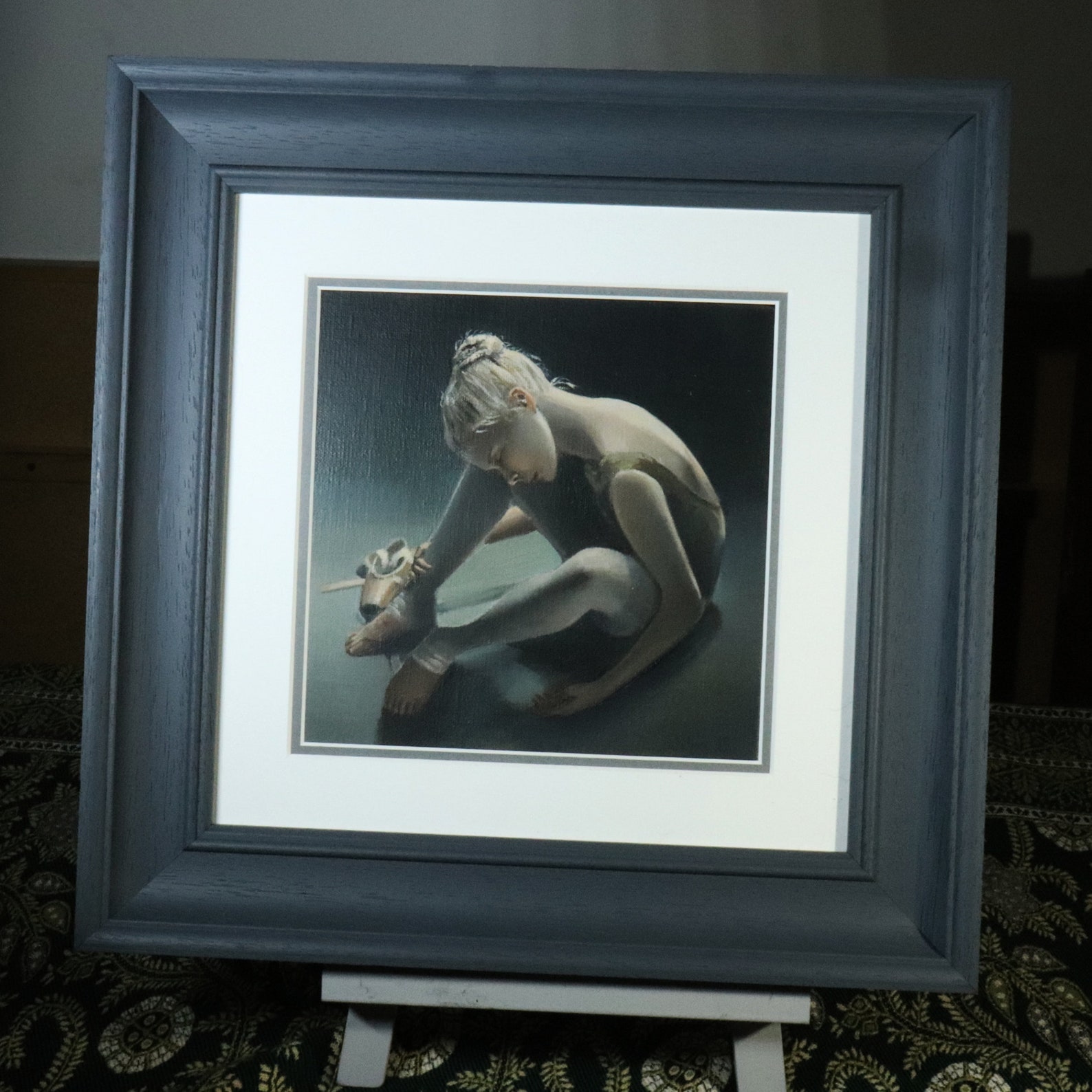 days end, exhausted ballerina, young dancer painting. ballet artwork, not print, original art by alex jabore