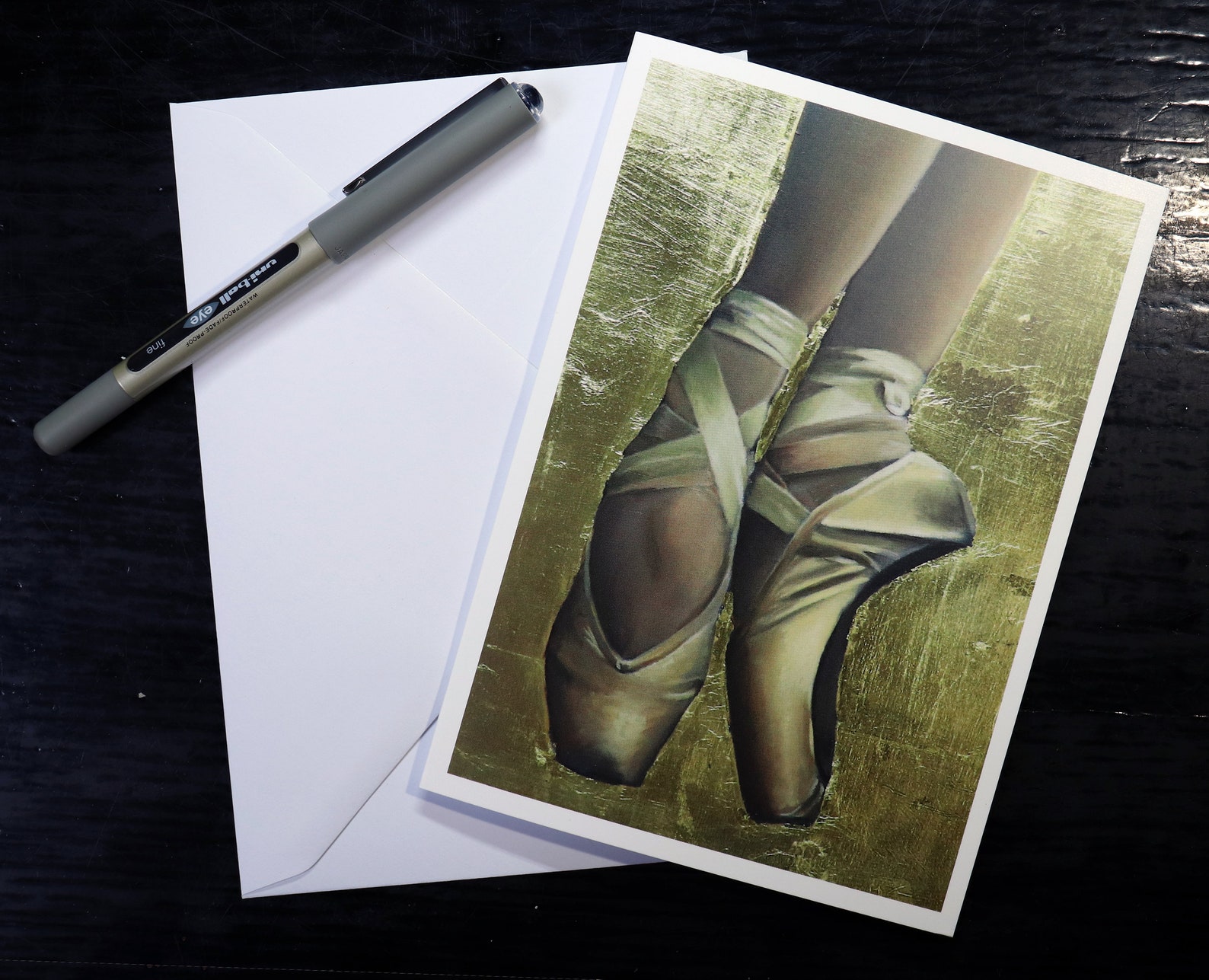 blank greeting card pointe feet, ballet shoes dancer on pointe, ballerina artwork print / birthday cards, art prints, greetings