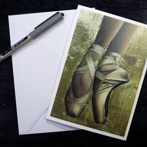 Leere Karte Pointe Füße, Schuhe Balletttänzerin auf Pointe, Ballerina-Grafik-Druck / Geburtstag Karten, Kunstdrucke, Grüße von UK Künstler