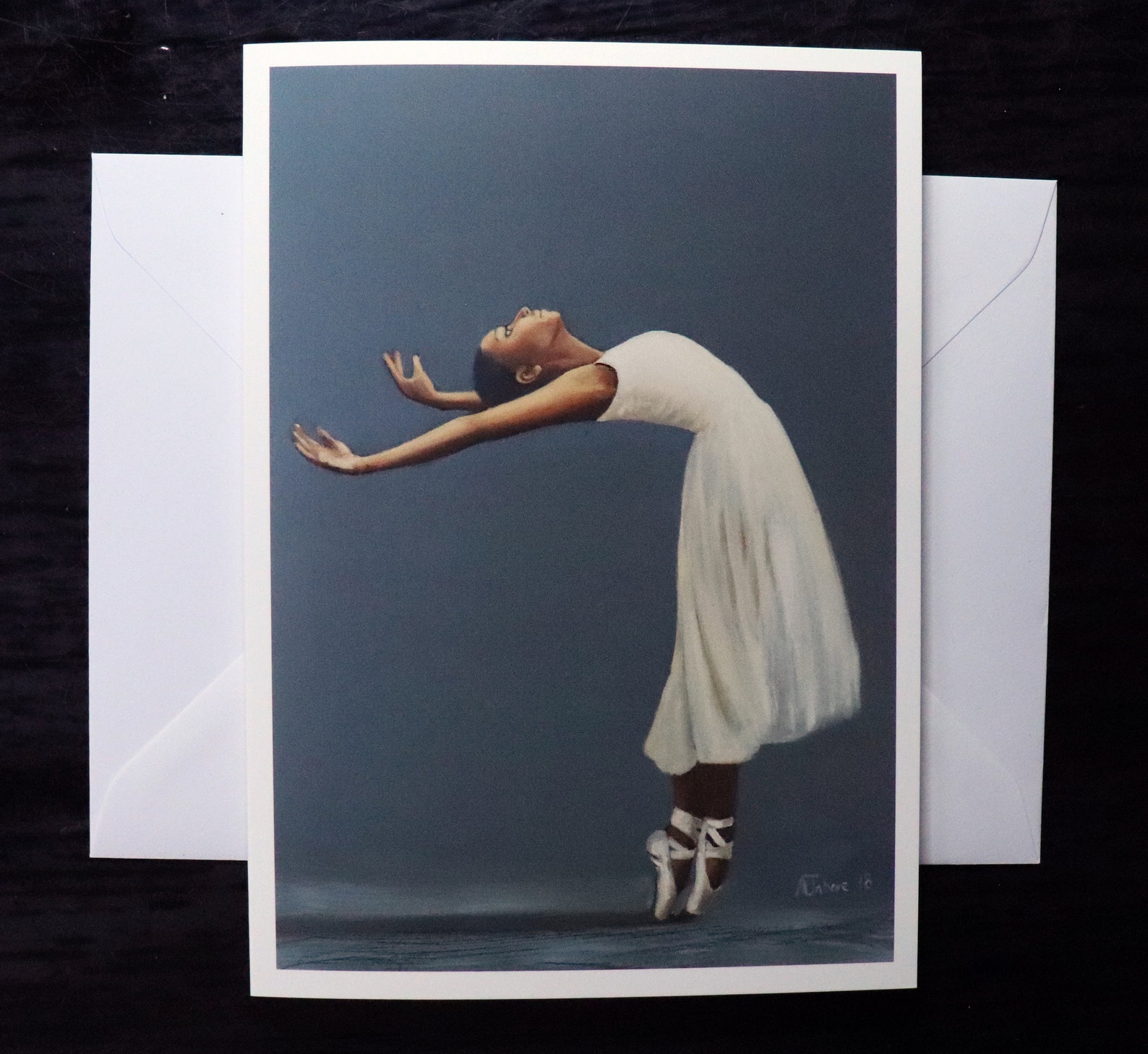 blank greeting card of young ballerina, ballet dancer on pointe, ballet artwork print // birthday cards, art prints, greetings b