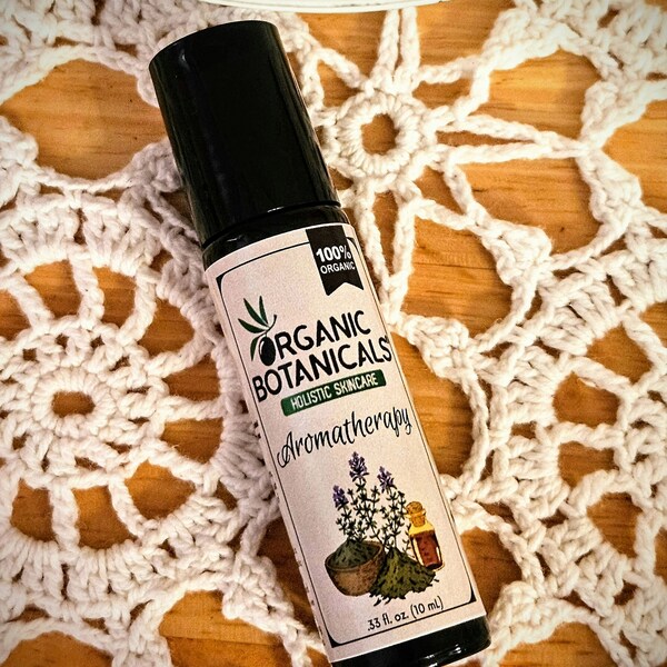 100% Organic Natural Aromatherapy - Breathe Easy Blend, Amber Glass Travel Roll-On Bottle, 1/3 oz.