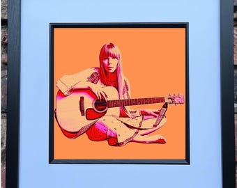 Joni Mitchell - Vibrant Pop Art Portrait – 8”x8” Framed & Artist-Signed