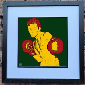 Frank Sinatra - Portrait pop art vibrant - 20 x 20 cm encadré et signé par l'artiste