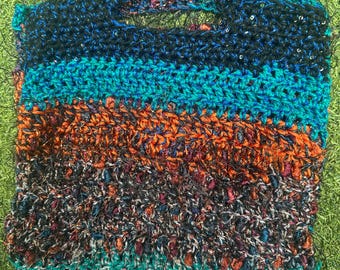 Avant  Garde hand knitted sparkly small purse handbag multicolour