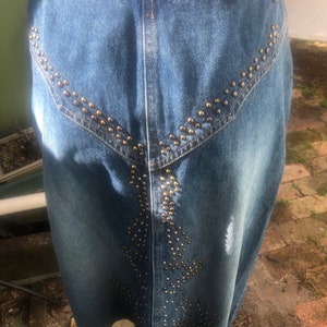 Vintage 1980'S S/M STudded WEstern STyle DEnim SKirt image 1