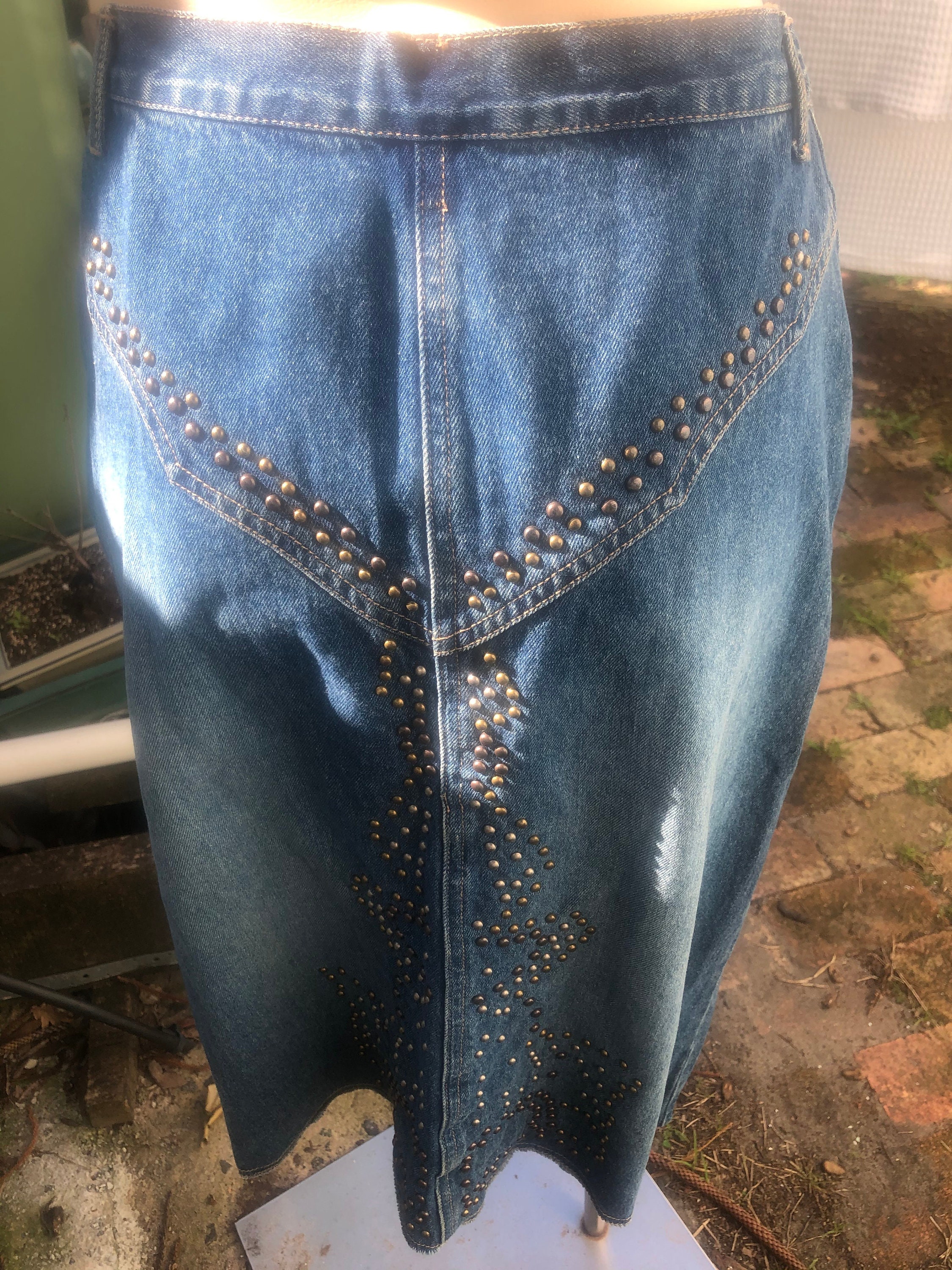 Western Denim Skirt Etsy UK