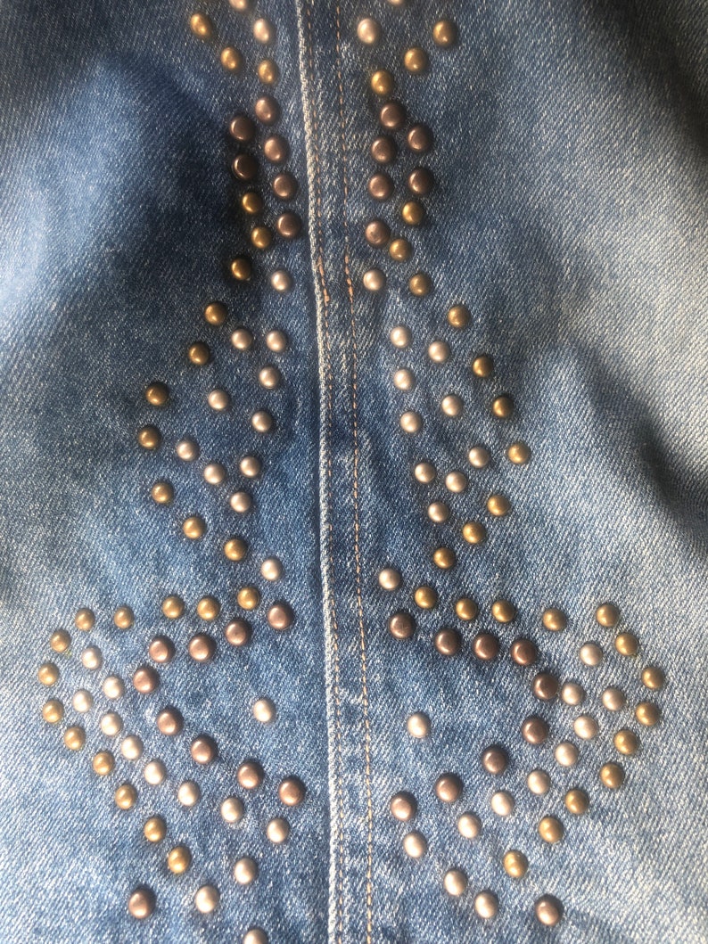 Vintage 1980'S S/M STudded WEstern STyle DEnim SKirt image 9