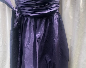 Vintage purple 14 silk 1990s balloon hem cocktail dress