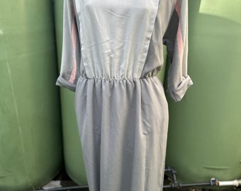 FINK MODEL vintage wool 1980s winter grey / pink Mod dress 42