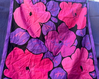 1970s Kitsch colourful bold pink purple Italian scarf