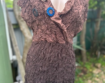 Funky vintage 1990s brown Mini dress M/L by Tiffany Treloar