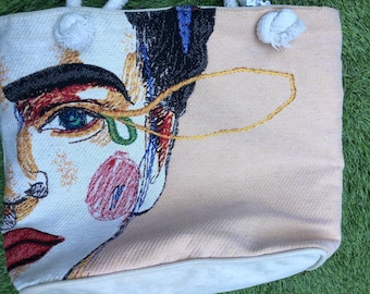 Y2 Arty cotton ‘face’  tote bag