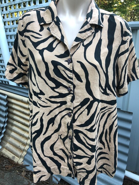 Groovy lInen SML SAfari /ZEbra SHiRt