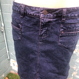 Vintage 1980s purple stretch M denim skirt