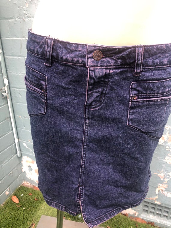 Vintage 1980s Purple Stretch M Denim Skirt 