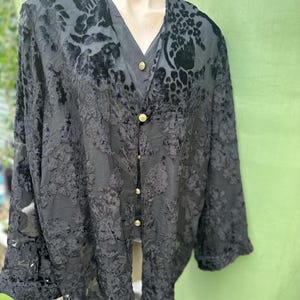 Black velvet Duster L/XL 1970s with attached vest
