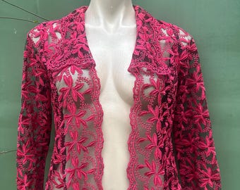 Pink embroidered vintage 1990s S short cocktail Jacket