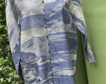 Jurgen Lehl Designer Avant Garde Silk Shirt dress with Camel print