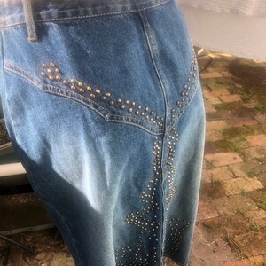 Vintage 1980'S S/M STudded WEstern STyle DEnim SKirt image 3