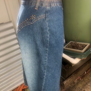 Vintage 1980'S S/M STudded WEstern STyle DEnim SKirt image 4