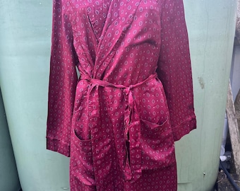 1980s Burgundy vintage S/M anchor print Unisex Robe