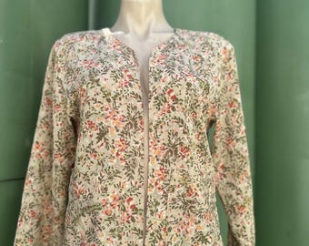 Made in Japan Crepe floral vintage 1990s open shirt light jacket M/L