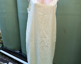 Wendy Heather AUS. designer yellow 1980s tank M Linen dress