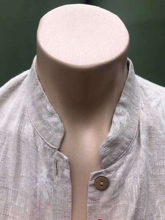 Italian embossed Linen Light beige XXL shirt/jack… - image 10