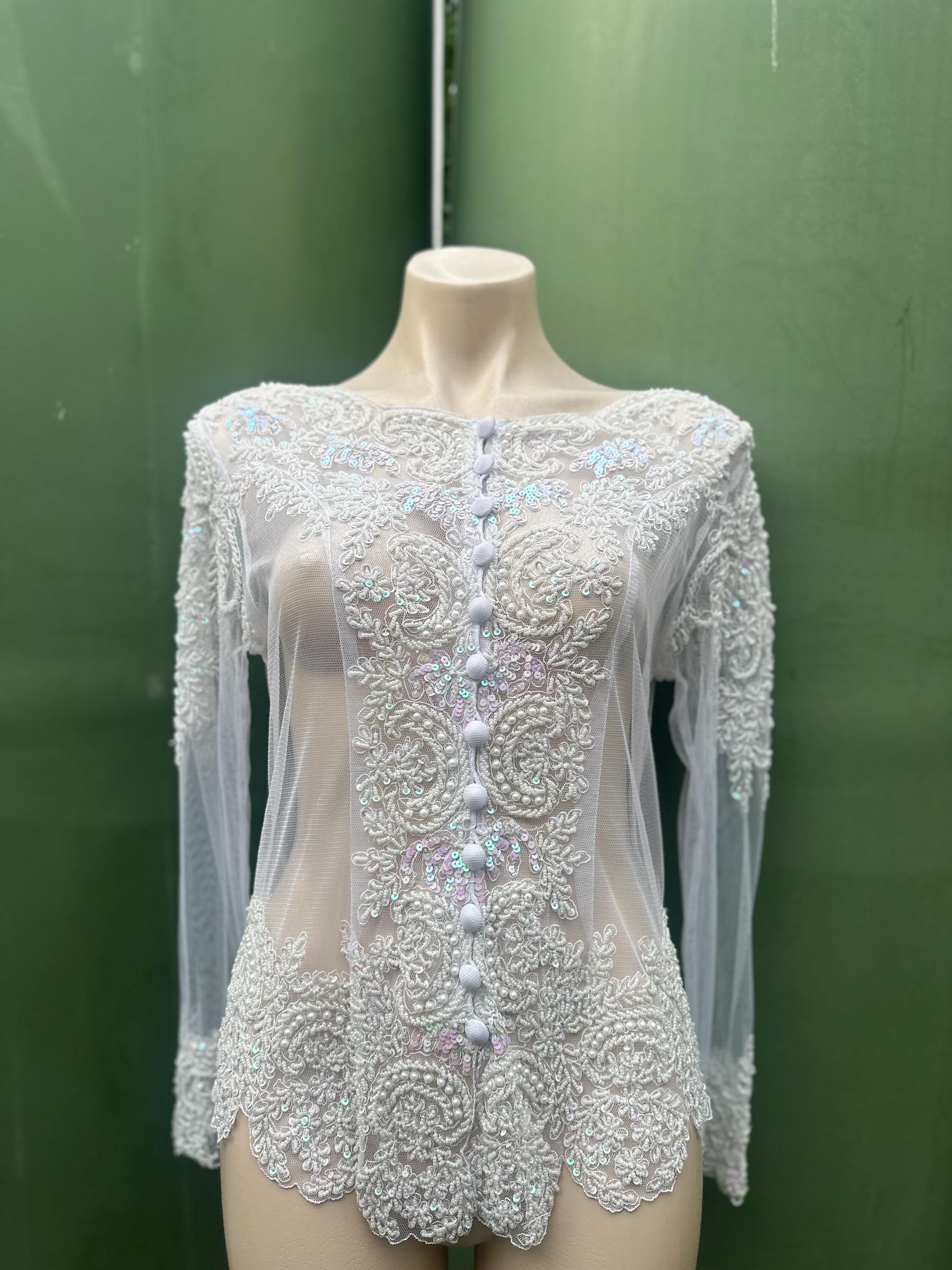 White Kebaya - Etsy