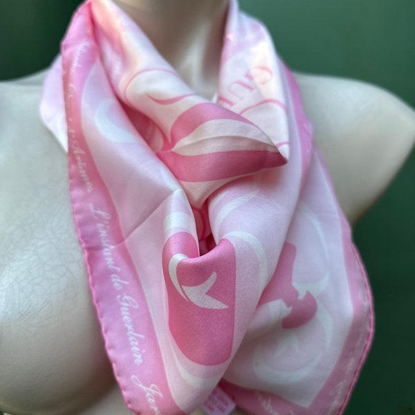 Guerlain silk collectable pink ‘perfumes’ scarf