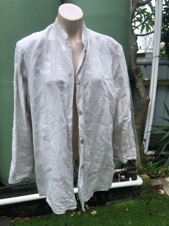 Italian embossed Linen Light beige XXL shirt/jack… - image 1