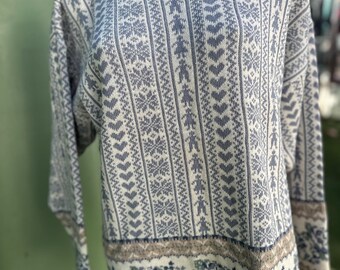 1980s vintage cotton fabulous Fair Isle print jumper, Cottagecore