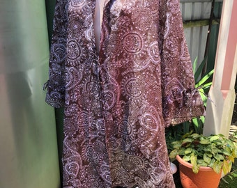 Vintage XL /XXL brown paisley beach cover up / Cabana dress by M&S