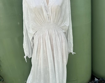Victorian style vintage long nightdress with smocking and lace
