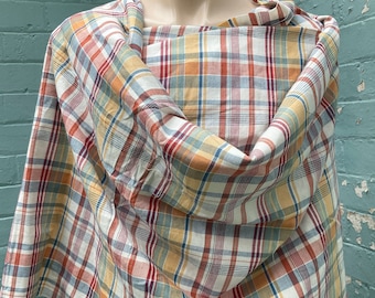 Tela de algodón Madrás a cuadros vintage de los años 80