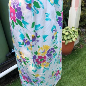 Pure raw silk pretty S/M floral vintage Chic straight skirt