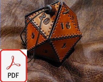 PDF D20 Dice Pouch Pattern and 3D Print Jigs for Stamping