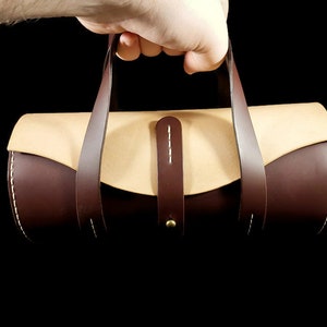 Runde/Zylindrische Alles-Tasche aus Leder - Handtasche oder Tragetasche