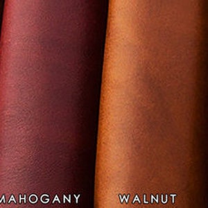 May include: Leather swatches in various shades of brown, including black, chocolate, dark brown, mahogany, walnut, light brown, saddle tan, and natural.