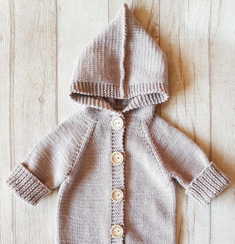 Knit Baby Jumpsuit, Hooded Baby Overalls Knit, Knit Baby Boy Romper, Hand Knit Baby Overalls