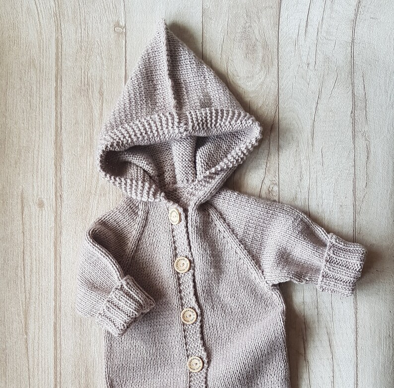 Knit Baby Jumpsuit, Hooded Baby Overalls Knit, Knit Baby Boy Romper