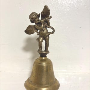 Vintage French bronze brass angel table bell