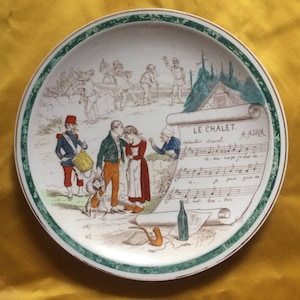 Vintage French Musical Porcelain Hand Painted Pictorial Charger Signed