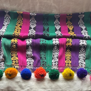 Vintage Authentic Guatemalan wool hand woven Mayan Rebozo Shawl