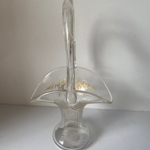 Georgische geätzt graviert gold vergoldet Blumenkorb Glasvase