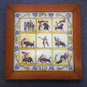 Vintage Spanish pottery painted tile
