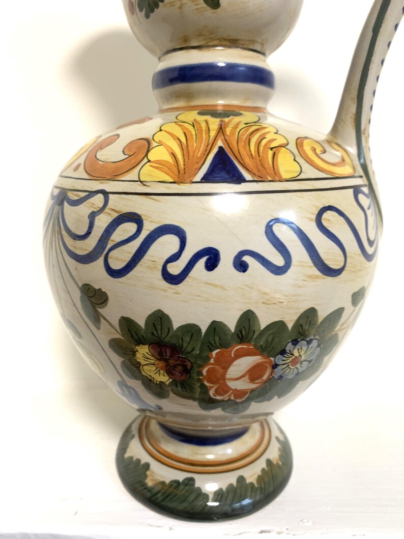 Vintage Italian Deruta Majolica Pottery Painted Large Pitcher - Etsy